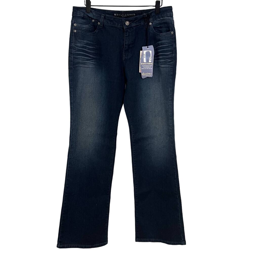 Salt Works Medium Rise Boot Cut Jeans Dark Wash Size 8 New